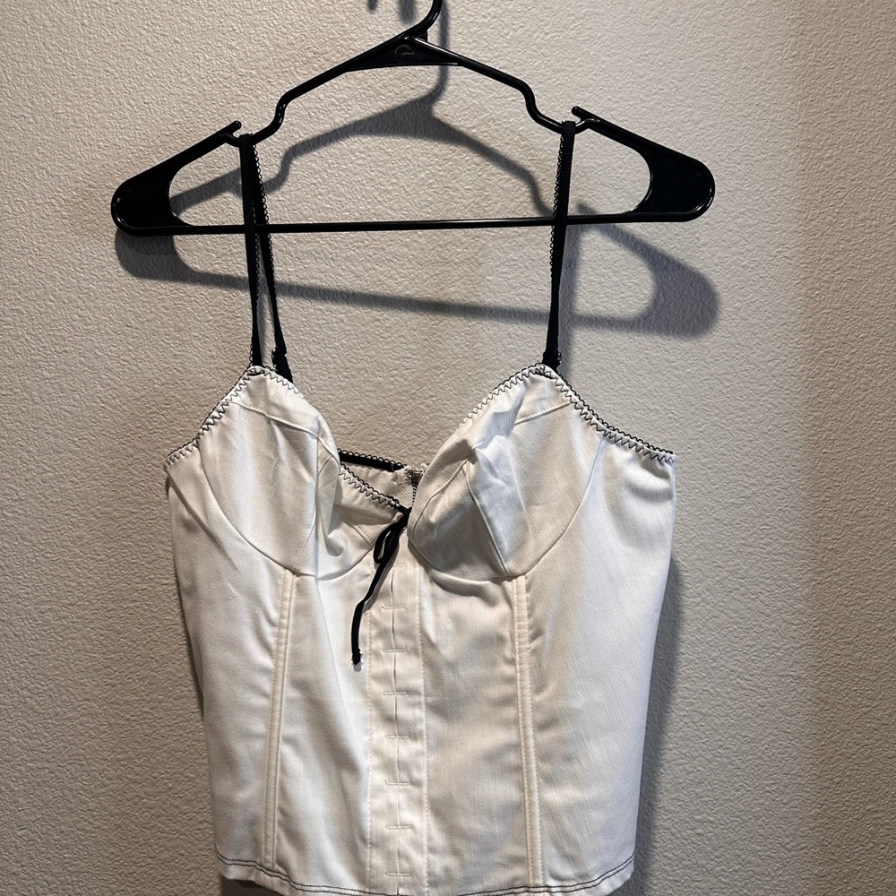 White Fox Boutique Elegant / Sexy White & Black Camisole - Size XL